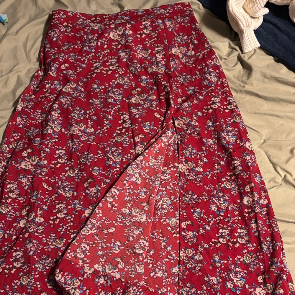 SHEIN Red Floral Maxi Skirt